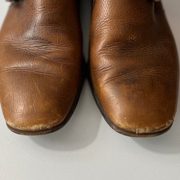 Vintage 1960s Tan Leather Bata Monk Boots - Picture 4 of 11